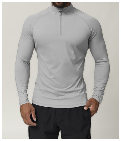 Men’s Quick-Dry Zip Long Sleeve Sports Tee for Running & Training