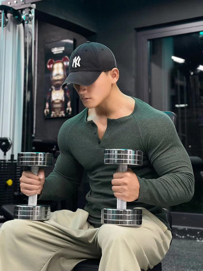 Men’s Compression Long Sleeve Henry Shirt