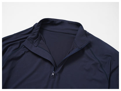 Men’s Quick-Dry Zip Long Sleeve Sports Tee for Running & Training